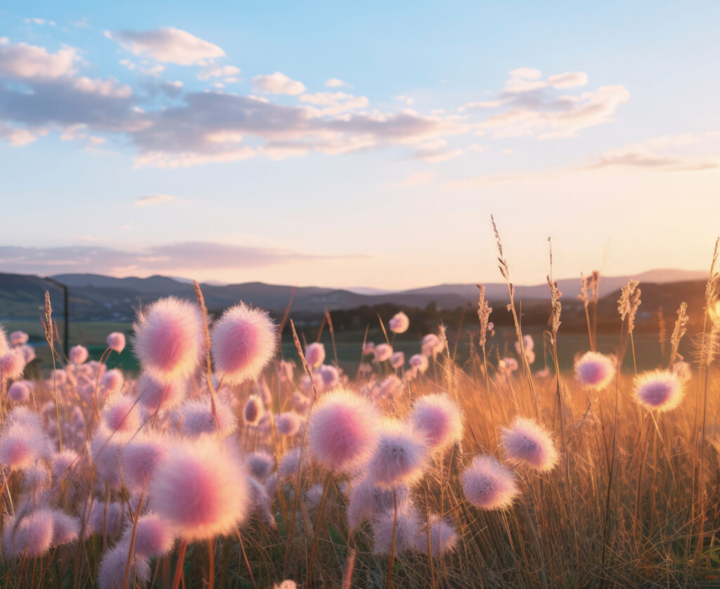 romantic field of flowers, sunset, nature, slow-living, romanticizing life, slow lifestyle, slow living, romanticize your life, romanticize life, romanticize a quiet life, slow living aesthetic, slow living hobbies