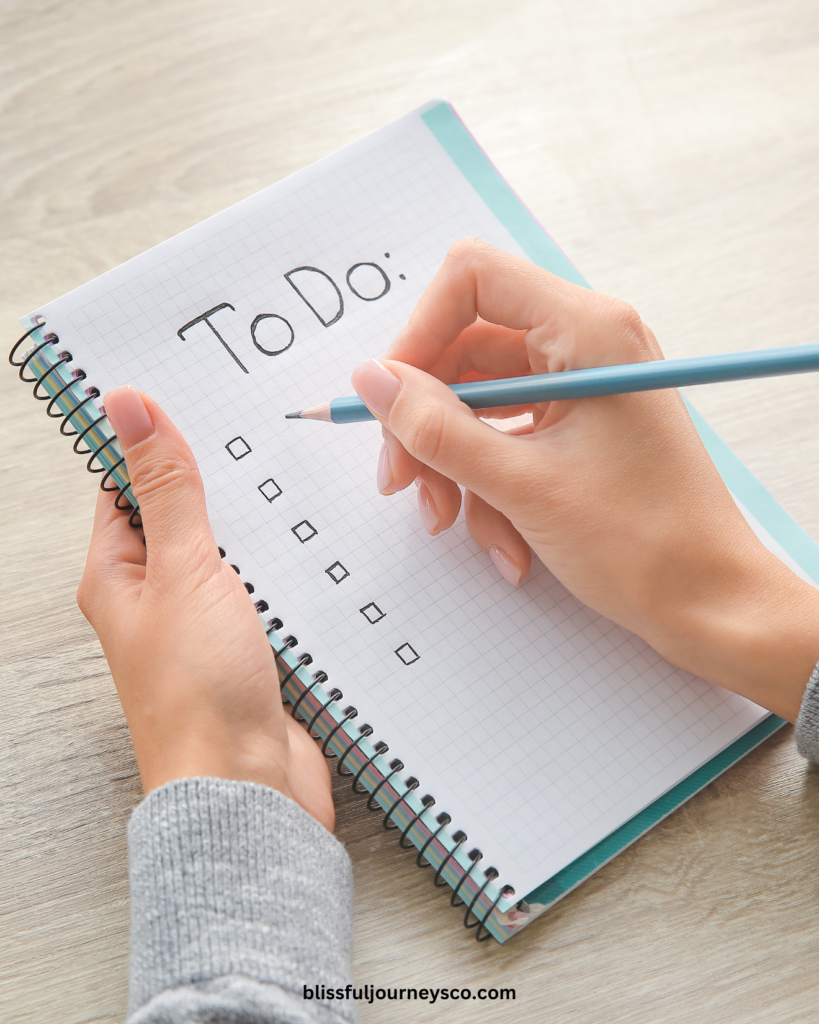 woman writing a to.do list, to-do list, productive woman, confident woman, self-confident woman, overcome self-doubt woman