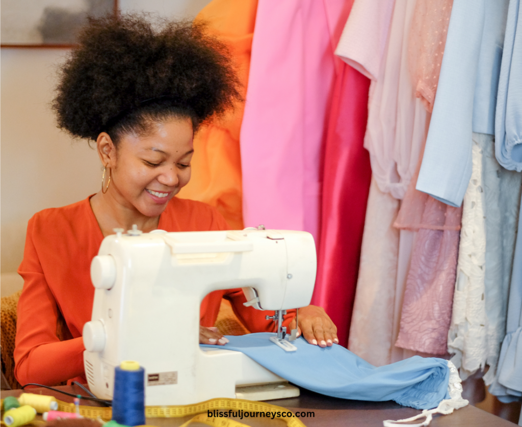 woman sewing, feminine hobbies, ways to be more feminine, how to be more feminine, highly feminine women, feminine energy